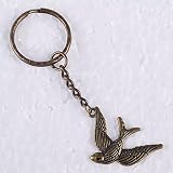 Huaien Llavero De Forma De Golondrina con Personalidad, Llavero Retro De Bronce...